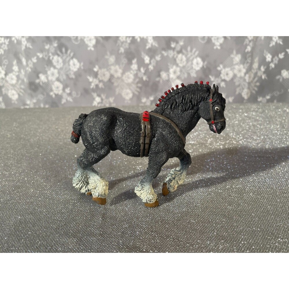 Vintage 90s Clydesdale Horse Figure 1990s Retro Black Small 1991 Safari Toy